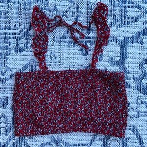 Red Floral Crop Top